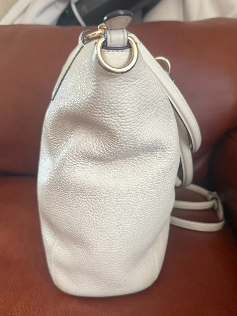 COACH Kelsey Large Pebbled Off -White Leather Shoulder Tote Bag - F36591